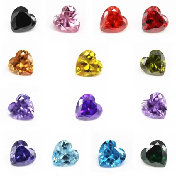 L-rhodolite/rhodolite Heart Cut Cubic Zirconia Gemstone Synthetic Faceted Cut Heart Shape CZ Zirconia Stone - Image 2