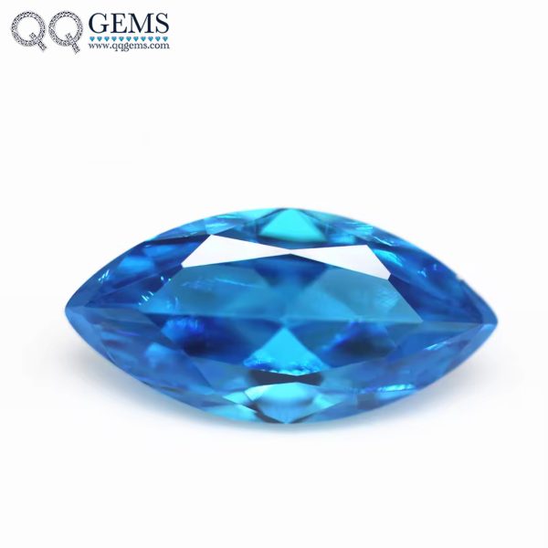 Marquise Shape Machine Cut Aquamarine/aqua Blue/blue Topaz Cubic Zircon Loose Gemstone Synthetic Marquise CZ Stones
