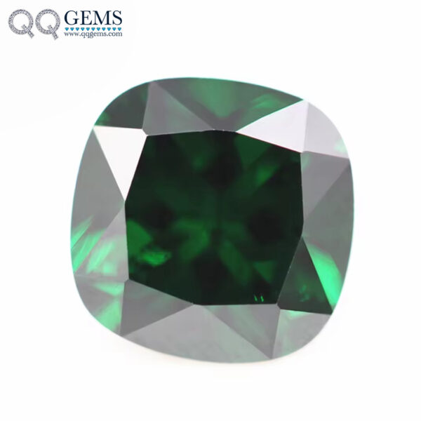 Green/dark Green Cubic Zirconia Loose Gemstones Synthetic Bright Cut Cushion Shape CZ Stones