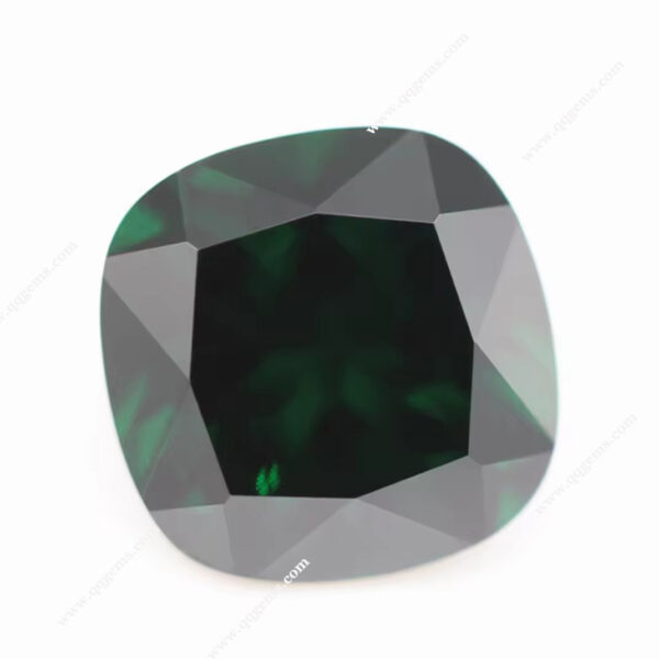 Green/dark Green Cubic Zirconia Loose Gemstones Synthetic Bright Cut Cushion Shape CZ Stones - Image 2