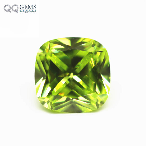 Dark apple Green Cubic Zirconia Loose Gemstones Synthetic Cushion Princess Cut CZ Zirconia Stones