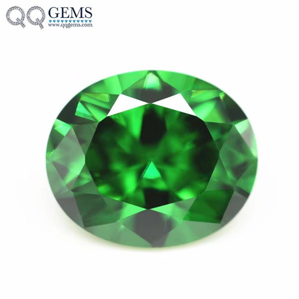 L-green/emerald Green Color Cubic Zirconia Loose Gems Synthetic Diamond Cut Oval Shape CZ Stones