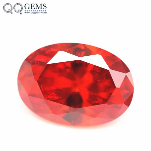 Orange/orange Red Cubic Zirconia Loose Gemstones Synthetic Oval Shape Faceted Cut CZ Stones