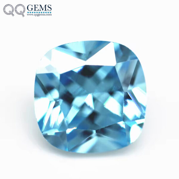 Aquamarine Color Cushion Shape Cubic Zirconia Loose Gemstones Synthetic Cushion Faceted Cut CZ Zircon Stones