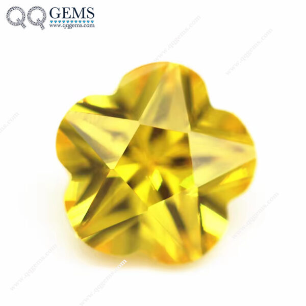 Golden Yellow Flower Shape Cut Cubic Zirconia Loose Gemstone Synthetic plum Blossom Shape CZ Zirconia Stones
