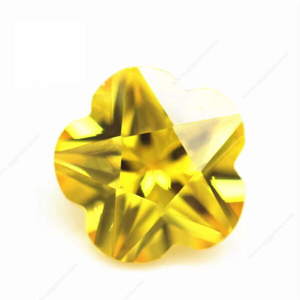 Golden Yellow Flower Shape Cut Cubic Zirconia Loose Gemstone Synthetic plum Blossom Shape CZ Zirconia Stones - Image 3
