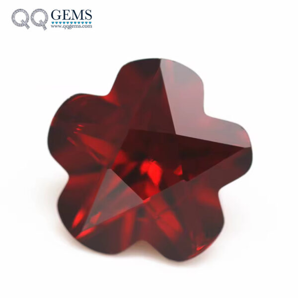 Garnet/dark Garnet Diamond Cut Flower Cut Cubic Zirconia Loose Gemstones Synthetic Flower Shape CZ Stones
