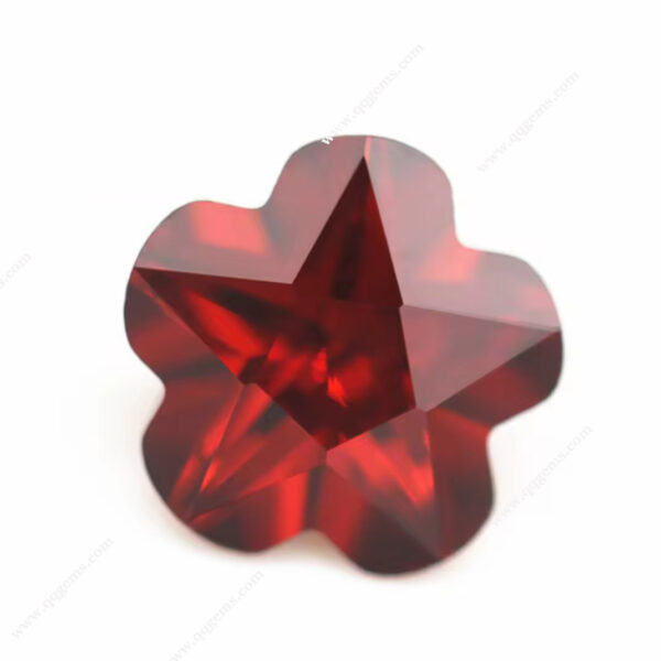 Garnet/dark Garnet Diamond Cut Flower Cut Cubic Zirconia Loose Gemstones Synthetic Flower Shape CZ Stones - Image 4
