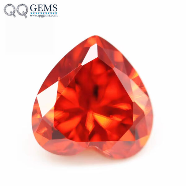 Orange/orange Red Heart Cut Cubic Zirconia Gemstones Synthetic Faceted Cut Heart Shape Zirconia CZ Stones - Image 2