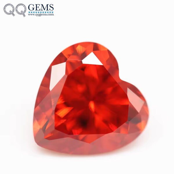 Orange/orange Red Heart Cut Cubic Zirconia Gemstones Synthetic Faceted Cut Heart Shape Zirconia CZ Stones
