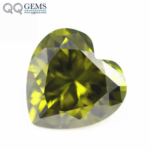 Peridot/D-peridot Heart Cut Cubic Zirconia Gemstones Synthetic Machine Cut Heart Shape Zirconia CZ Stones