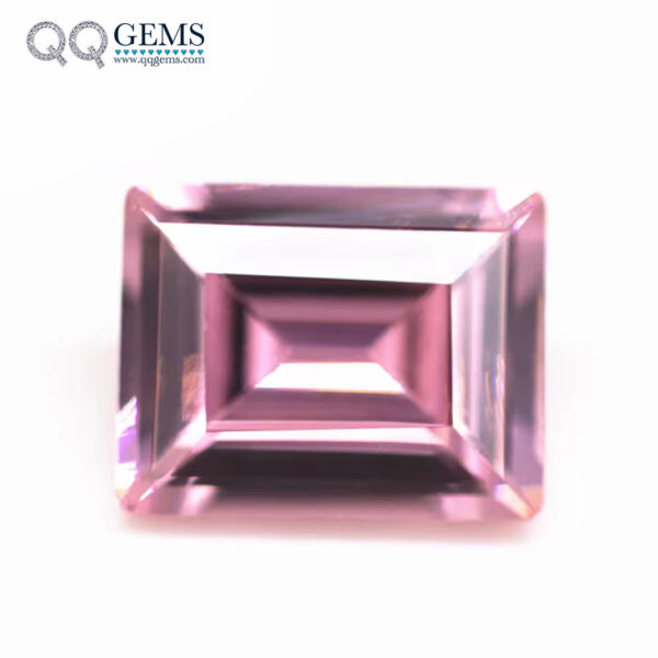 Pink Machine Cut baguette Cut Cubic Zirconia Loose Gemstones Synthetic baguette Shape Step Cut CZ Stones