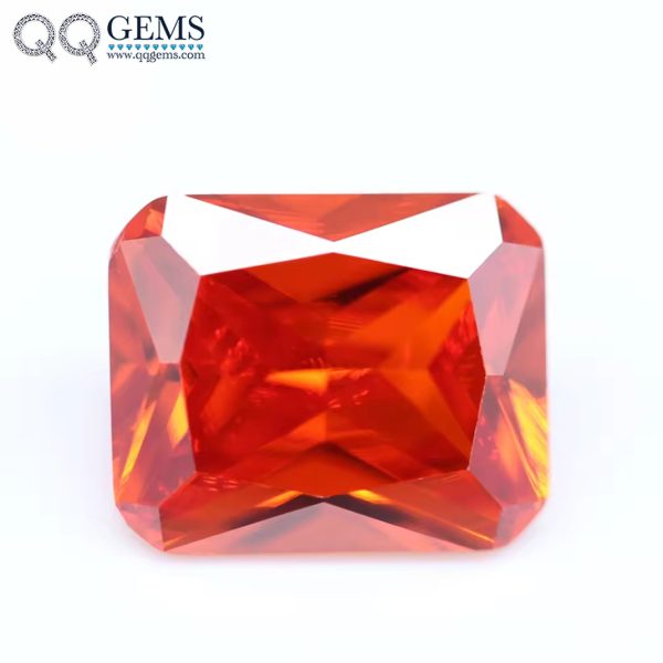 Orange/orange Red Cubic Zirconia Loose Gems Synthetic Princess Cut Rectangle Shape CZ Stones
