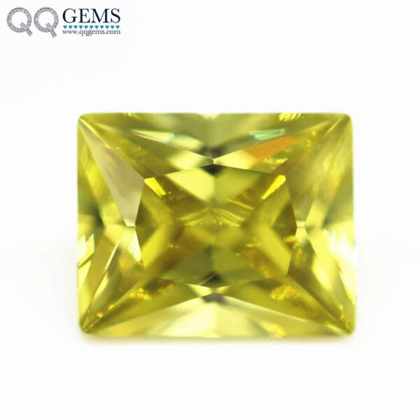 Olive Cubic Zirconia Loose Gemstones Synthetic Princess Cut baguette Shape CZ Stones