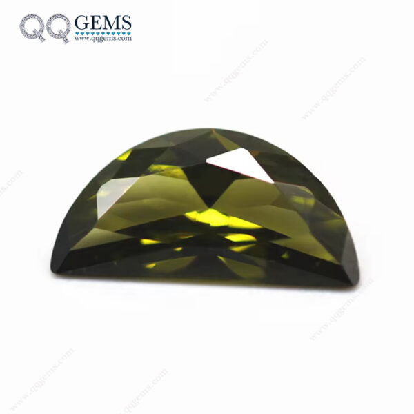 Peridot/dark Peridot Brilliant Cut Half Moon Shape Cubic Zirconia Loose Gemstones Half Moon Cut CZ Gemstones