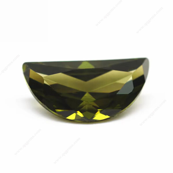 Peridot/dark Peridot Brilliant Cut Half Moon Shape Cubic Zirconia Loose Gemstones Half Moon Cut CZ Gemstones - Image 2