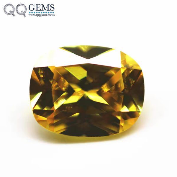 Yellow Color Long Cushion Cut Cubic Zirconia Loose Gemstones Synthetic Princess Cut stones