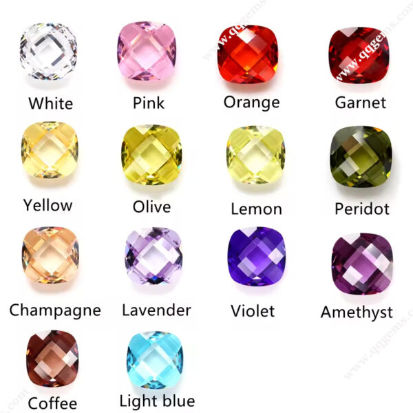 Cushion Double Checker Board Cut Various Colors Cubic Zirconia Loose Gems Synthetic CZ Gemstones - Image 4