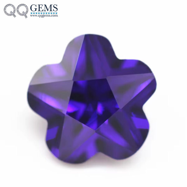 Violet/dark Violet Flower Cutting Cubic Zirconia Loose Gemstones Synthetic Flower Shape CZ Stones