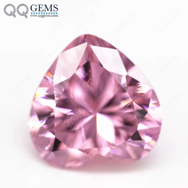 Pink Color Heart Cut Cubic Zirconia Loose Gemstones Synthetic Diamond Cut Heart Shape CZ Stone