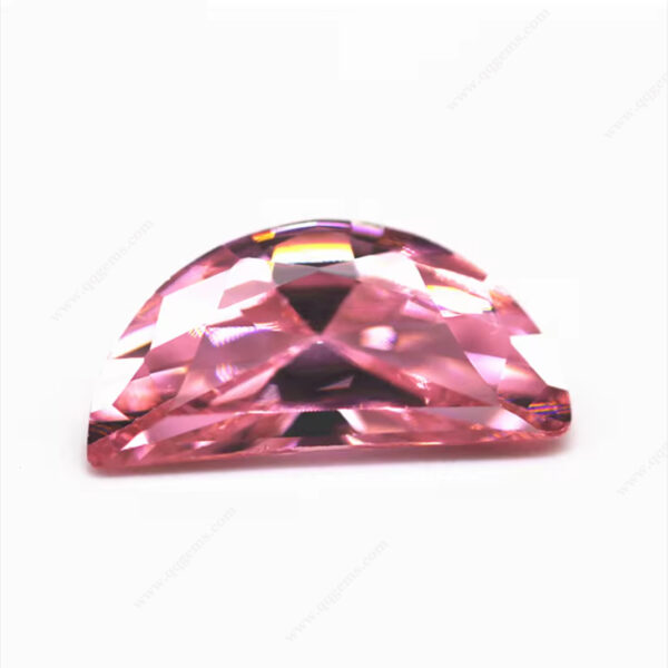 Pink Color Half Moon Shape Cubic Zirconia Loose Gemstones Half Moon Diamond Cut Zircon CZ Stones - Image 5