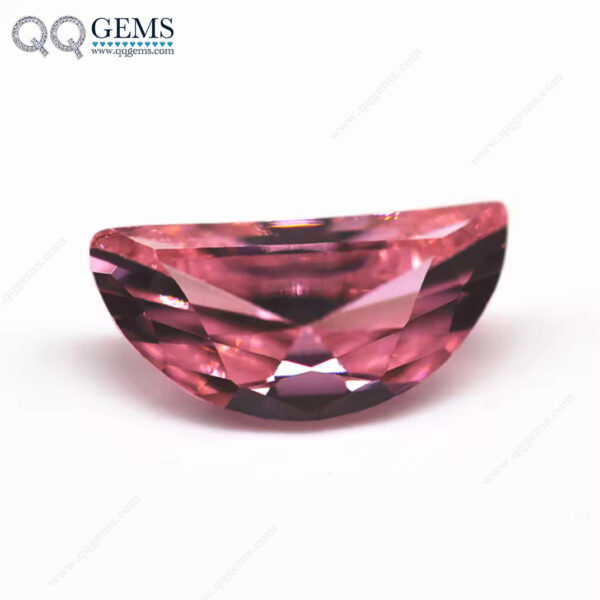 Pink Color Half Moon Shape Cubic Zirconia Loose Gemstones Half Moon Diamond Cut Zircon CZ Stones