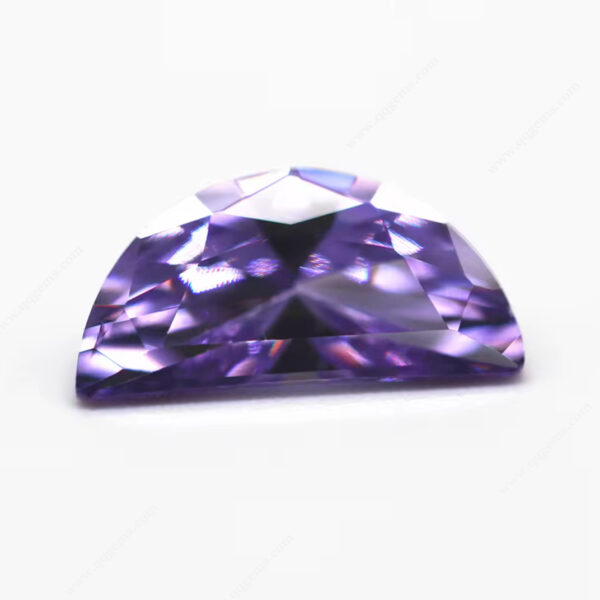Violet/dark Violet Bright Cut Half Moon Shape Cubic Zirconia Loose Gemstones Half Moon Cut CZ Zirconia Stones - Image 6