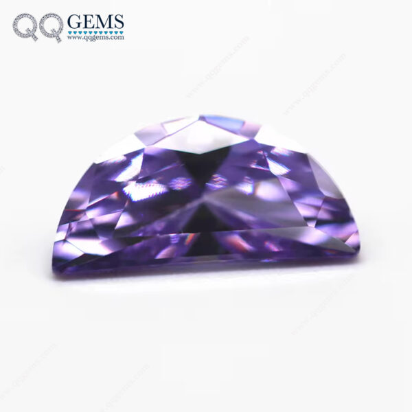 Violet/dark Violet Bright Cut Half Moon Shape Cubic Zirconia Loose Gemstones Half Moon Cut CZ Zirconia Stones