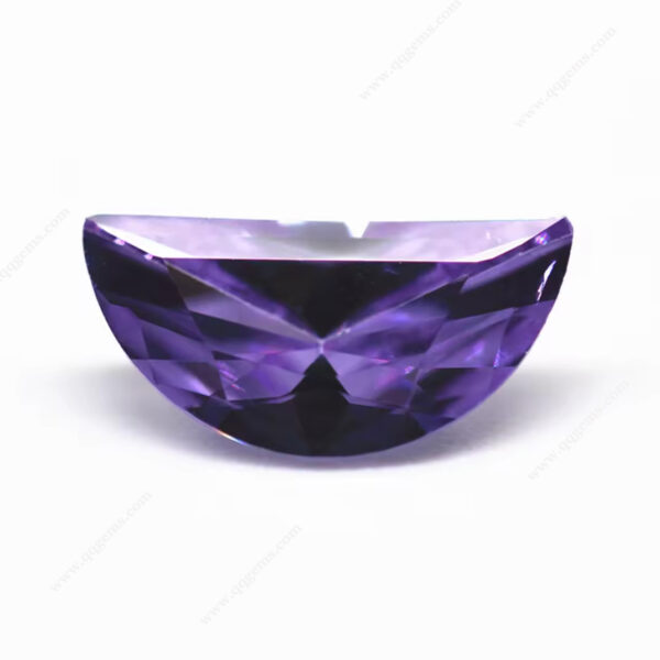 Violet/dark Violet Bright Cut Half Moon Shape Cubic Zirconia Loose Gemstones Half Moon Cut CZ Zirconia Stones - Image 4