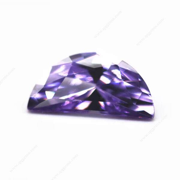 Violet/dark Violet Bright Cut Half Moon Shape Cubic Zirconia Loose Gemstones Half Moon Cut CZ Zirconia Stones - Image 5