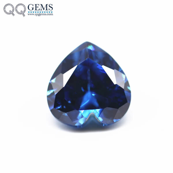 Sapphire Blue Cubic Zirconia Loose Gemstones Synthetic Heart Cut CZ Stones