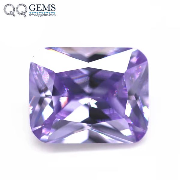 Lavender Cubic Zirconia Gemstones Synthetic Octagon Machine Cut CZ Stones