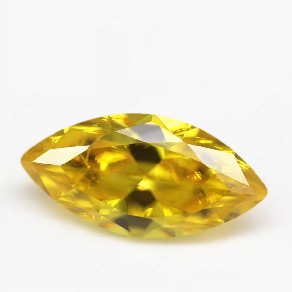 Golden Yellow Marquise Cut Cubic Zirconia Loose Gemstone Synthetic Bright Cut Marquise Shape CZ Stone - Image 2