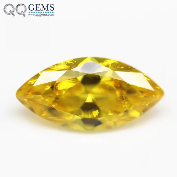 Golden Yellow Marquise Cut Cubic Zirconia Loose Gemstone Synthetic Bright Cut Marquise Shape CZ Stone