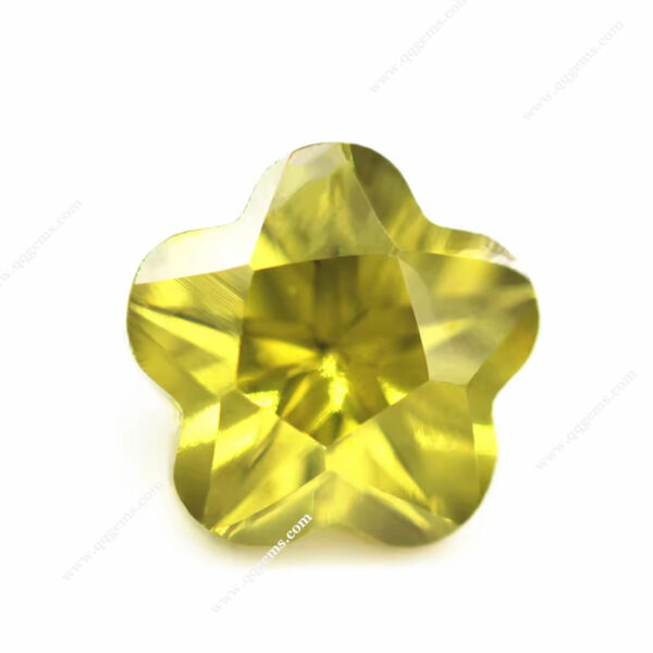 Olive Color Flower Cut Shape Cubic Zirconia Loose Gemstones Synthetic Flower Faceted Cut CZ Zircon Stones - Image 2