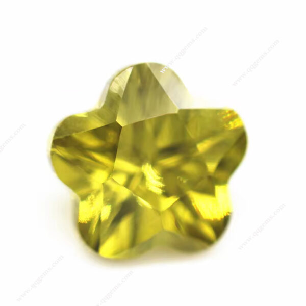 Olive Color Flower Cut Shape Cubic Zirconia Loose Gemstones Synthetic Flower Faceted Cut CZ Zircon Stones - Image 4