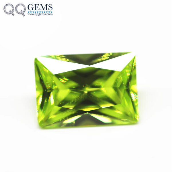 apple Green/D-apple Green baguette Cut Cubic Zirconia Gems Synthetic Rectangle Shape Machine Cut CZ Stones