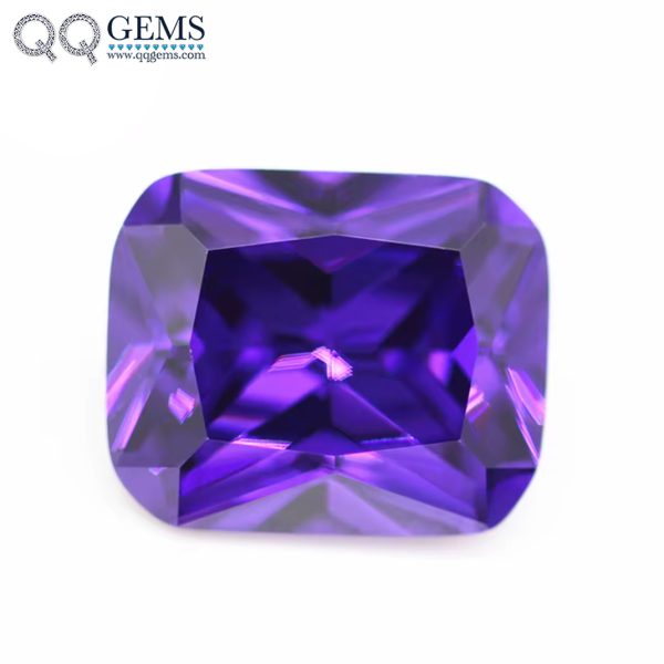 Violet/dark Violet Octagon Machine Cut Cubic Zirconia Gems Synthetic Machine Cut Octagon Shape CZ Stones