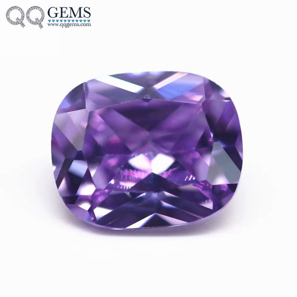 Lavender Color Princess Cut Long Cushion Shape Cubic Zirconia Loose Gemstones