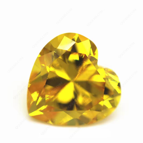 Golden Yellow Heart Cut Cubic Zirconia Gemstones Synthetic Faceted Cut Heart Shape Zirconia CZ Stones - Image 2
