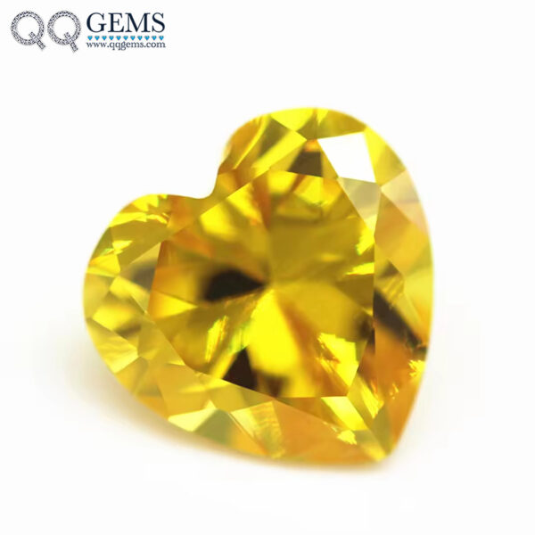 Golden Yellow Heart Cut Cubic Zirconia Gemstones Synthetic Faceted Cut Heart Shape Zirconia CZ Stones