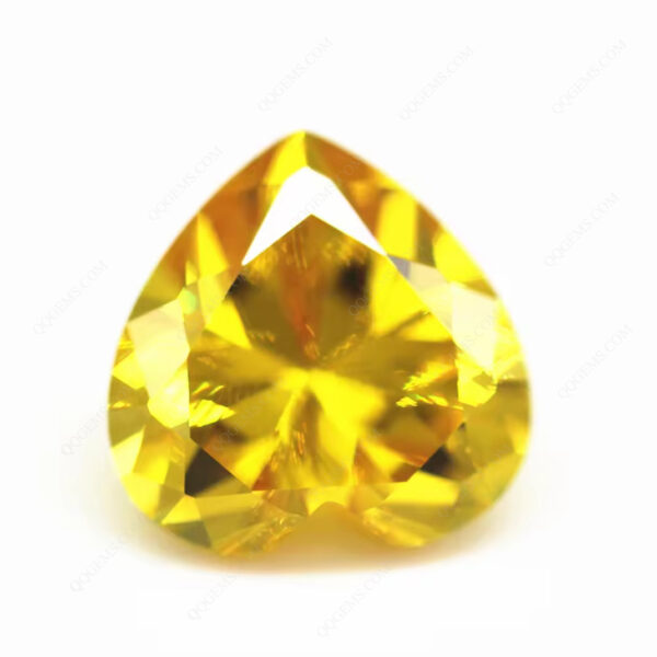Golden Yellow Heart Cut Cubic Zirconia Gemstones Synthetic Faceted Cut Heart Shape Zirconia CZ Stones - Image 5