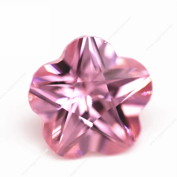 Pink Color Flower Cut Cubic Zirconia Loose Gemstones Synthetic plum Blossom Shape CZ Stones - Image 2