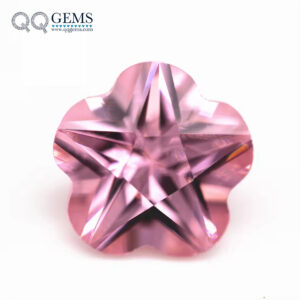 Pink Color Flower Cut Cubic Zirconia Loose Gemstones Synthetic plum Blossom Shape CZ Stones