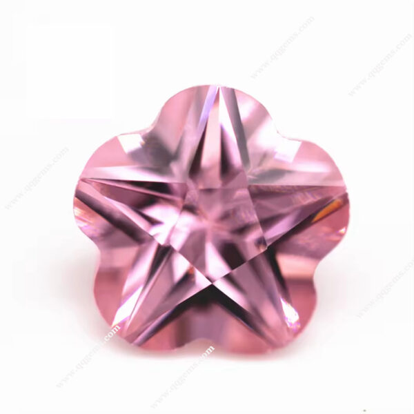 Pink Color Flower Cut Cubic Zirconia Loose Gemstones Synthetic plum Blossom Shape CZ Stones - Image 4