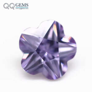 Lavender Color Flower Diamond Cut Cubic Zirconia Loose Gems Synthetic Flower Shape CZ Stones