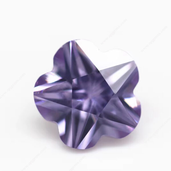 Lavender Color Flower Diamond Cut Cubic Zirconia Loose Gems Synthetic Flower Shape CZ Stones - Image 4