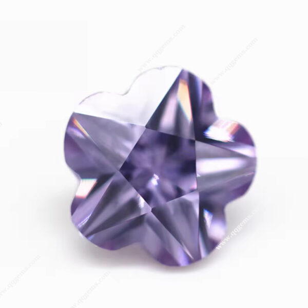 Lavender Color Flower Diamond Cut Cubic Zirconia Loose Gems Synthetic Flower Shape CZ Stones - Image 3