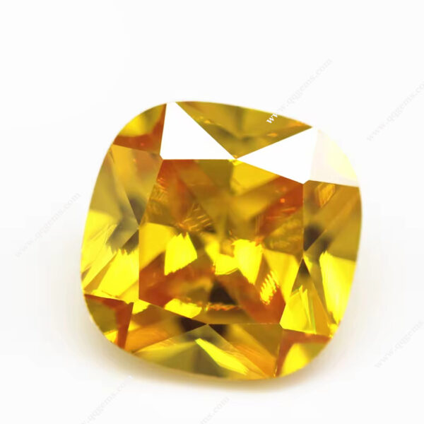 Golden Yellow Cushion Cut Cubic Zirconia Gemstone Synthetic Bright Cut Cushion Shape CZ Stones - Image 2