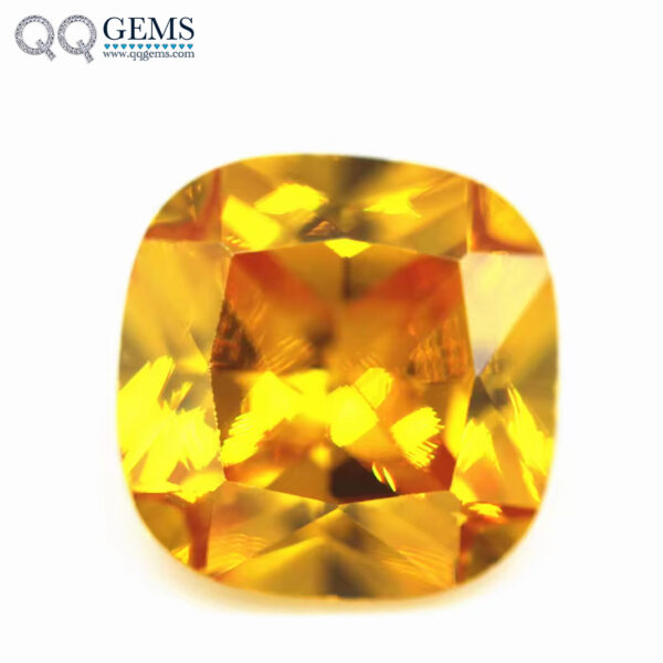 Golden Yellow Cushion Cut Cubic Zirconia Gemstone Synthetic Bright Cut Cushion Shape CZ Stones